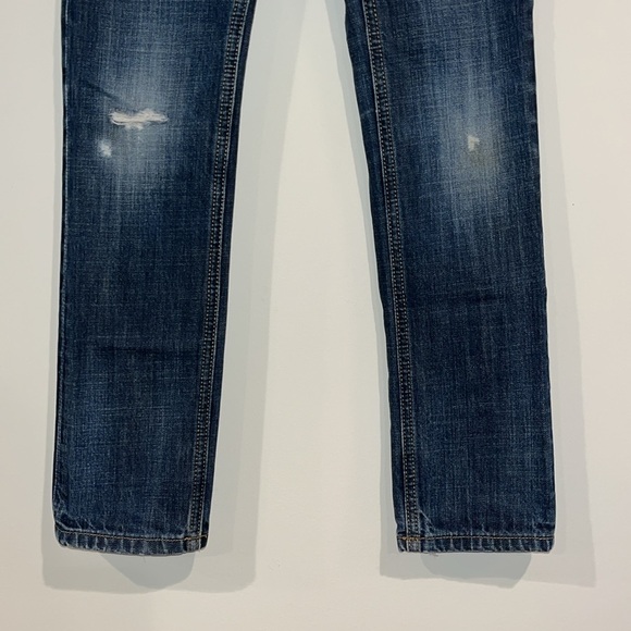 GAP KIDS Skinny Straight Fit Jeans Dark Wash Denim Distressed Adjustable Waist - Picture 4 of 10